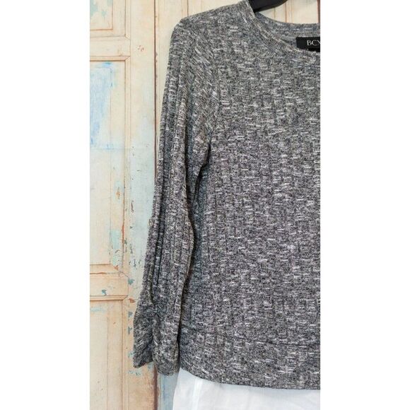 BCX Womens Size Small Gray Heather Long Sleeve Round Neck Pullover Blouse Top - Picture 4 of 10
